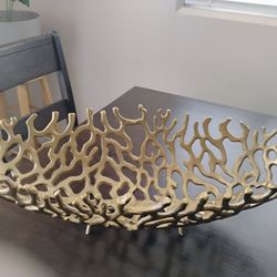 Coral Gold Oval Bowl Decorative