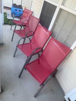 (4) Red Outdoor Chairs