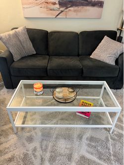 Glass Coffee Table White Trim
