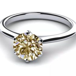 2.09 Ct Round Real Moissanite Solitaire Ring 925 Silver Size 7