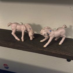 Antique Pink Horse Sculpture 