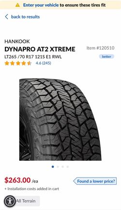 Hankook dynapro AT2 xtreme tires