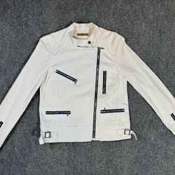 7 For All Mankind Motorcycle Jacket White Size M