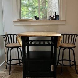 CRATE AND BARREL Two-Tone Counter Height Drop Leaf Table