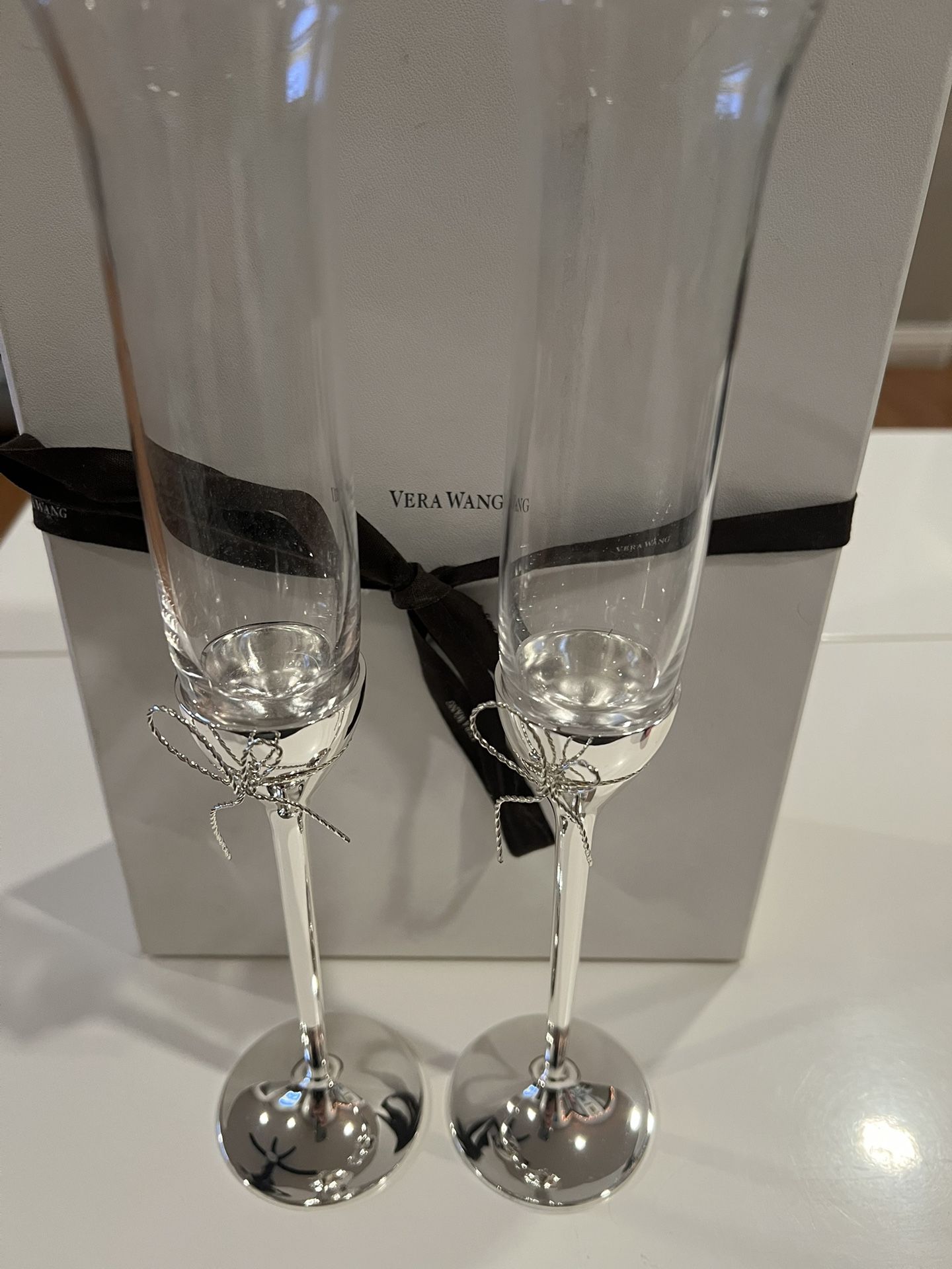 Vera Wang Silver plated Champagne Cups Tall 