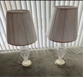 Pair of Crystal Table Lamps with Shades