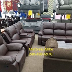 No Credit Needed Same Day Delivery Available Espresso Bonded Leather Recliner Sofa And Loveseat