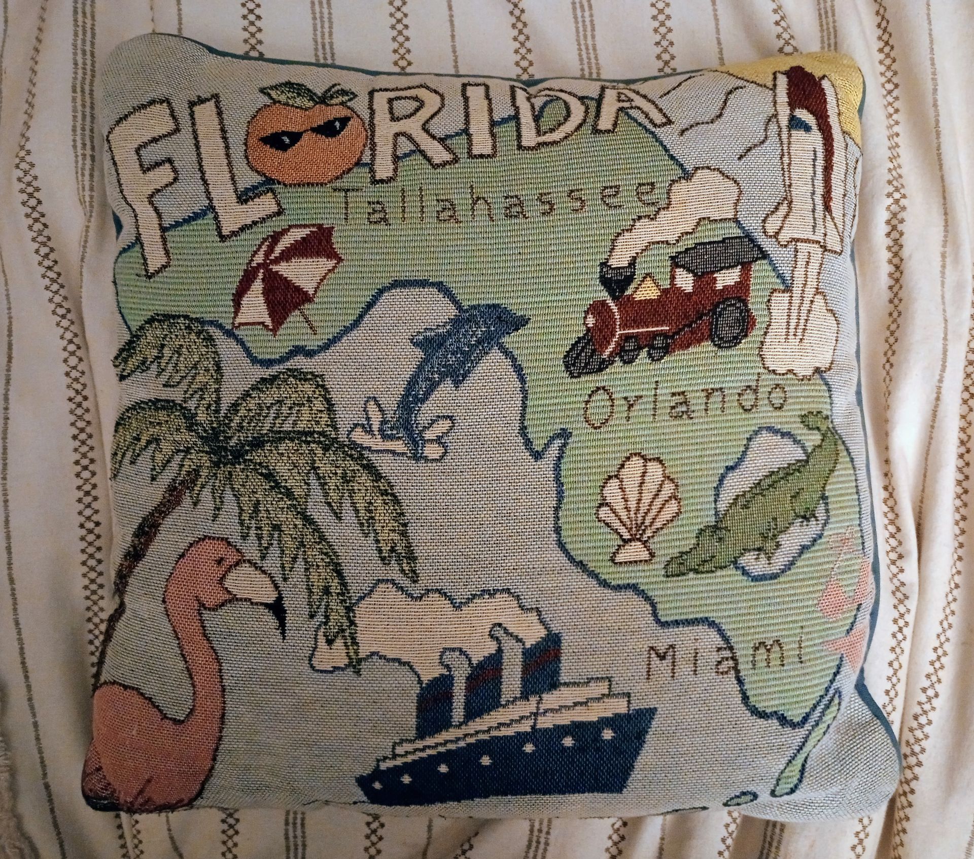 Florida Retro Tapestry Throw Pillow *15.00* Home Decor
