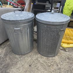 Pair Of Metal Cans, Needs A Good Wash, $25 For Both Or $15 Each 