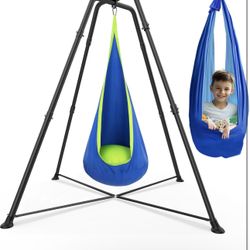 Swing Stand Frame with Sensory/Pod Chair, X-Shaped Swing Set, Metal Hammock Chair Stand for for Kids and Adults Indoor and Outdoor 350LBS