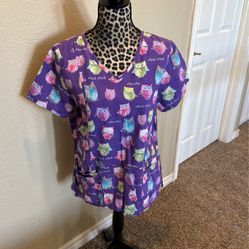 Scrub Top, Owls, Size M, $5