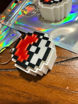 3D Printed Clickers Pokeball pixilated key chain