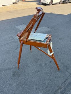 Wooden French-Style Artist Easel with Supplies
