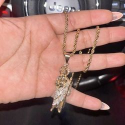 San Judas Diamond Pendant With Rope Chain
