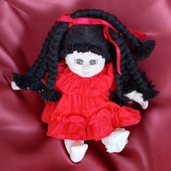 Vintage Handmade Cloth Doll, signed DS, 1985, on rear end