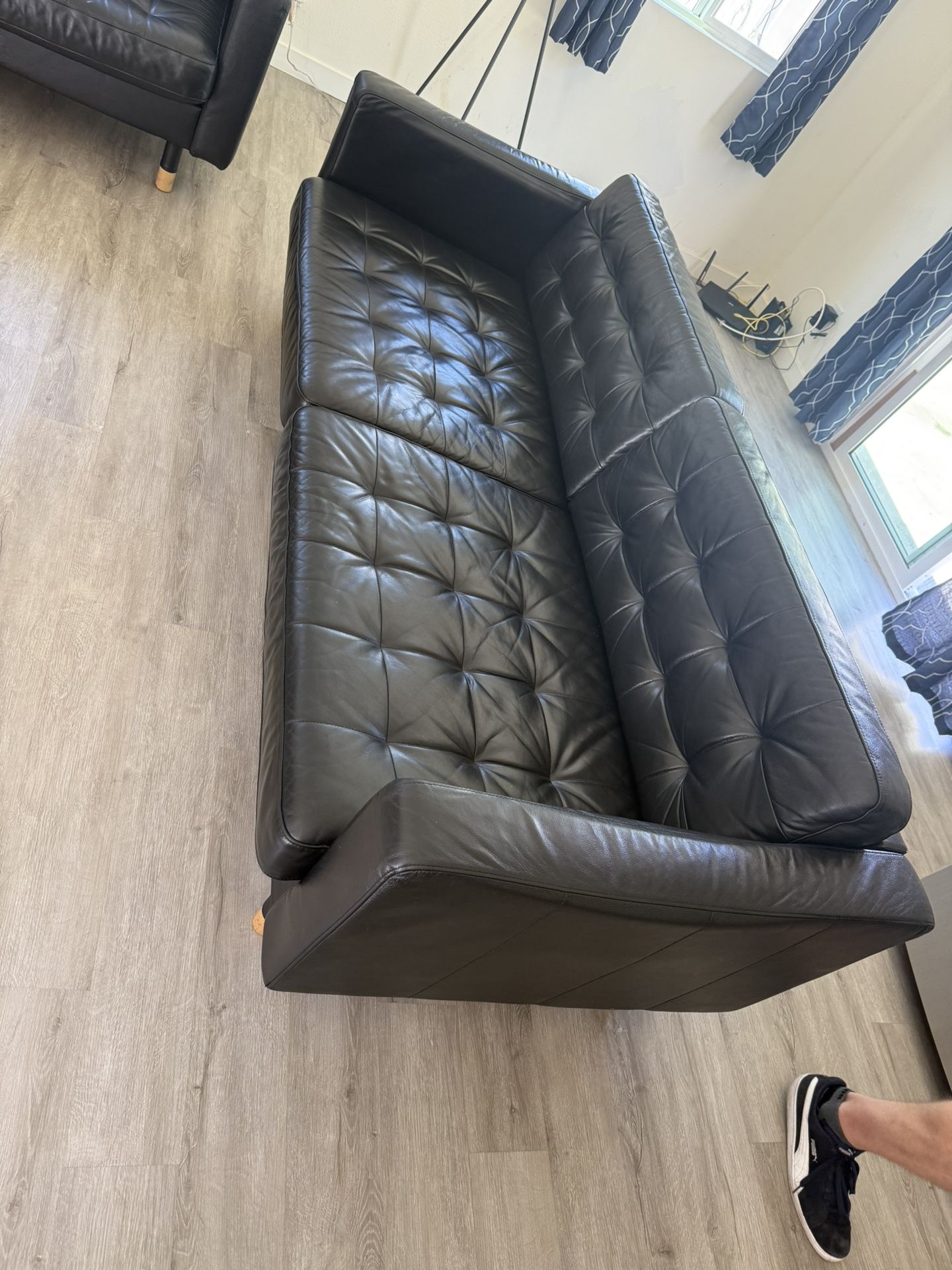 Ikea Black Leather Sofa Set ( $2,000 Retail )