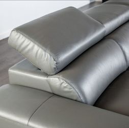 Brand New Grey Leather Modern Style Sectional Sofa
