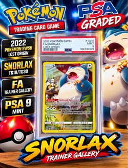 PSA 9 Snorlax TG10 Full Art Trainer Gallery Lost Origin