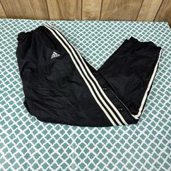 Adidas Tearaway Track Pants Three Stripe Snap Button Men's Medium Black White