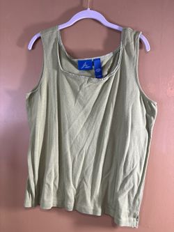 J.H. Collectible Women's Sage Green Sleeveless Top with Crochet Trim