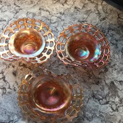 3 Carnival Glass Dishes 