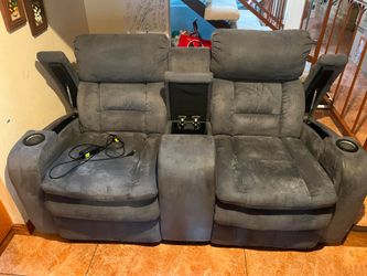 FREE 2 blue-gray electric powered recliner sofas