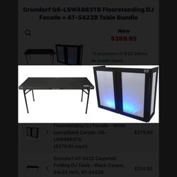 Grundorf GS-LSW4863TB Floorstanding DJ Facade + AT-5422B Table Bundle