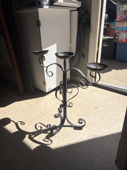 Wrought Iron 3-Arm Floor Candelabra