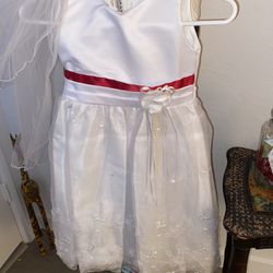 Baptism Dress W/ Veil Sz 6