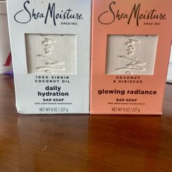 Awesome Shea Moisture bar soaps: Daily Hydration with 100% Virgin Coconut Oil OR Glowing Radiance with Coconut & Hibiscus.  NEW