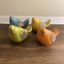 Colorful Ceramic Bird Decor - Set of 4