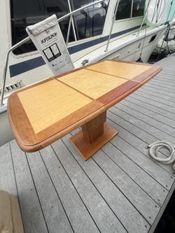 Wood table with leaf.