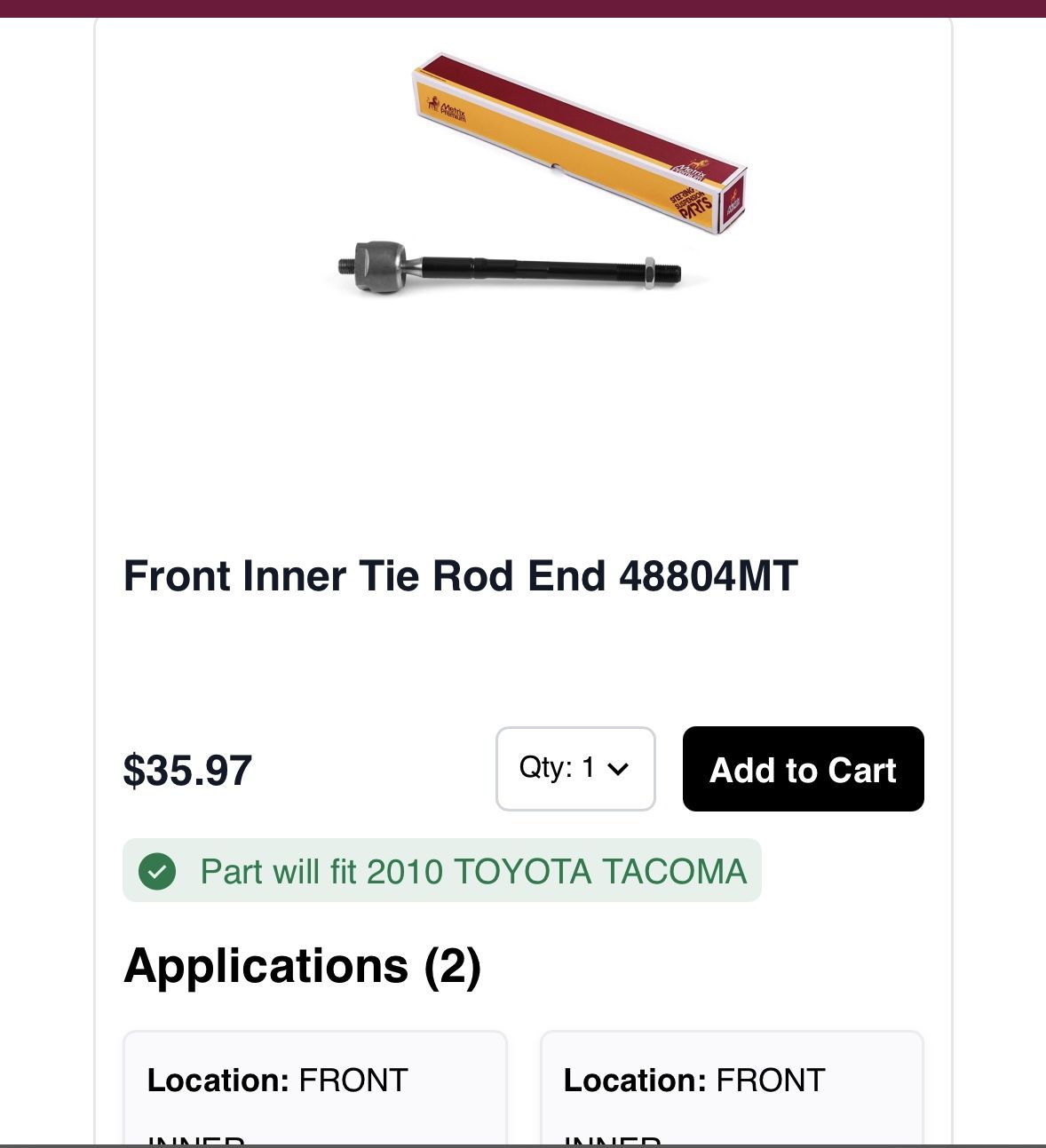 Toyota Tie Rods