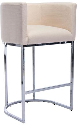 Modern Upholstered Barrel Back Bar Stool 29” with Chrome Base