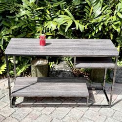 ⭕️ Like New Modern Gray Oak Metal Console Table / Writing Desk
