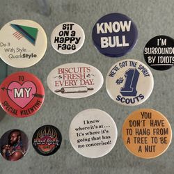 Vintage 1980s 1990s Pin Back Metal Button $9 Each