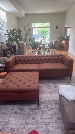 Brown leather couch