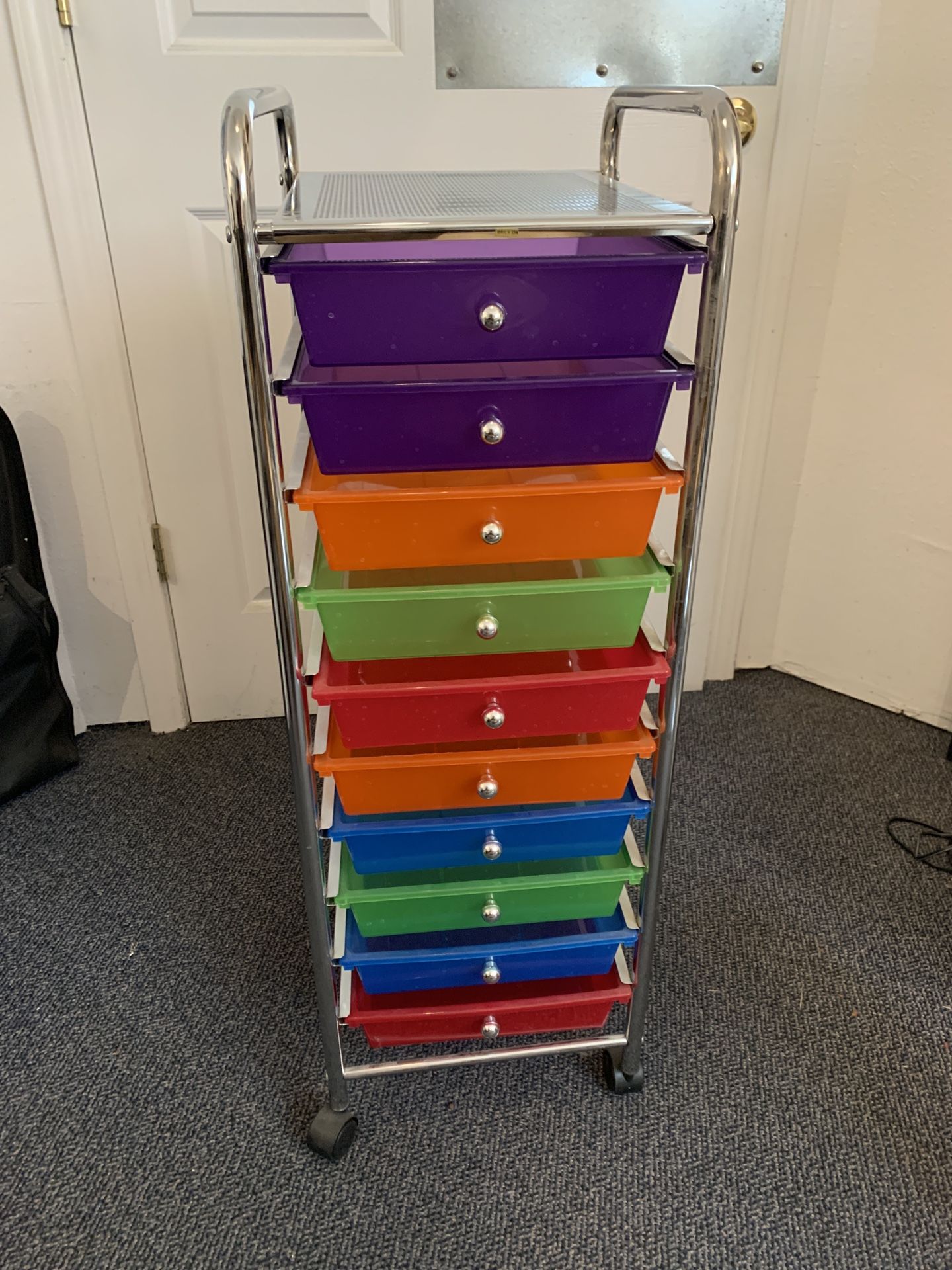 Colorful 10 Drawer Roller Cart