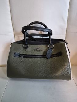 Coach Olive Green Leather Handbag and Wallet Set