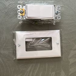 ENERLITES Decorator Paddle Light Switch with Wall Plates