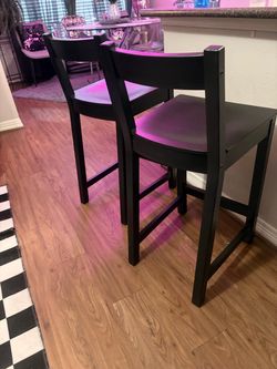 Black Wood Bar Stools Set of 2