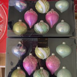 Brand New Christmas, Ornaments, Ribbon, And Glass