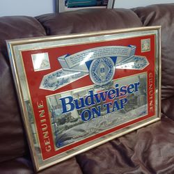 Vintage Budweiser Mirrored Sign Man Cave Bar Garage