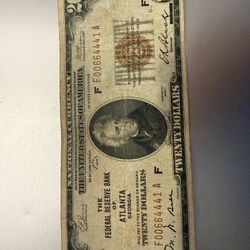 1929 Atlanta Georgia National 20$note