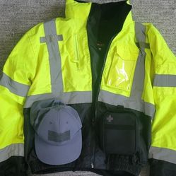 Radians SJ210B Three-in-One Deluxe Hi-Viz Jacket Removable Fleece 5.11 Cap Hat