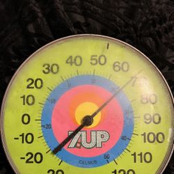 70’s 7up Antique Thermometer Real Glass Face 