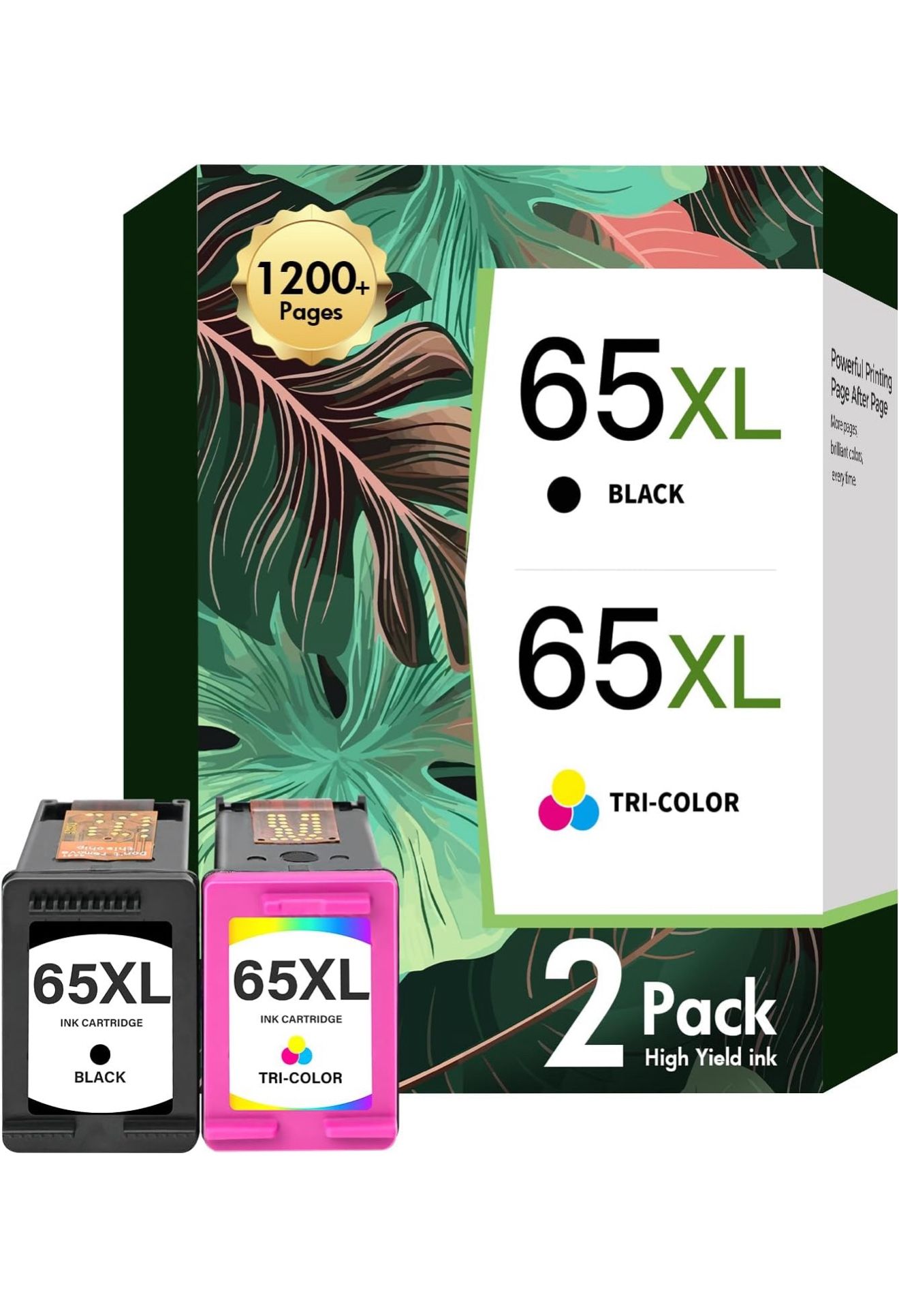65XL 65 Black/Color Ink Cartridges Combo Pack DeskJet 3755 Envy 5055 Compatible Replacement for HP 65XL Black and Color for HP DeskJet 3 2600