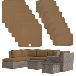  Outdoor Seat and Back Replacement Covers Fit for 8 Pieces 6-Seater Wicker Rattan Patio Furniture Cover 