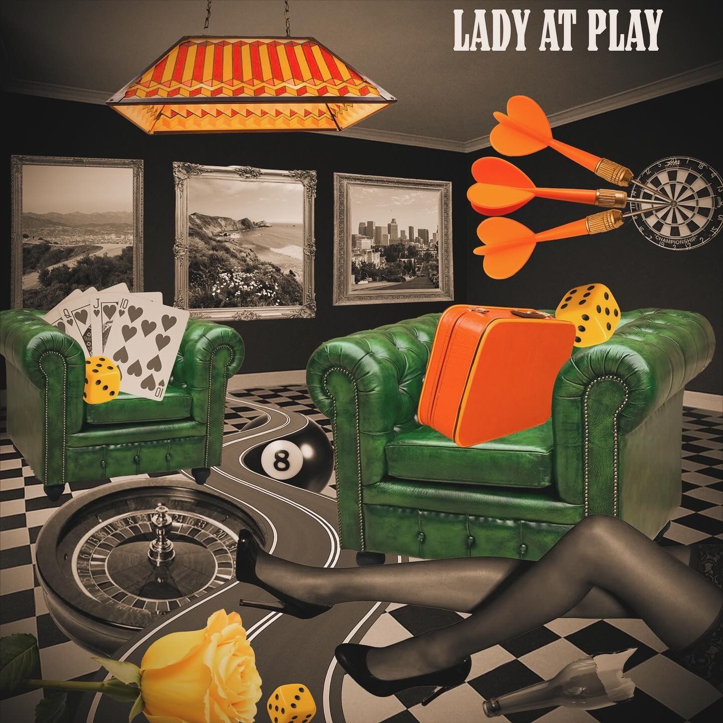 Vintage (original) Branded “Lady At Play” Vinyl Poster 