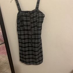 Black and white plaid mini dress